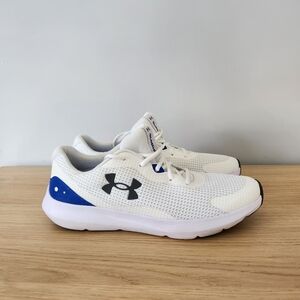 Under Armour  Mens White and Blue Athletic Shoes Sz 12.5